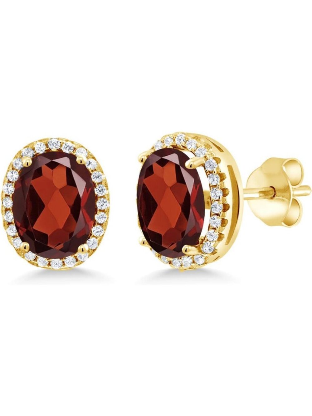 Elegant 9x7mm Oval Birthstone Halo Earrings | 18K Gold Plated | Perfect Gift for